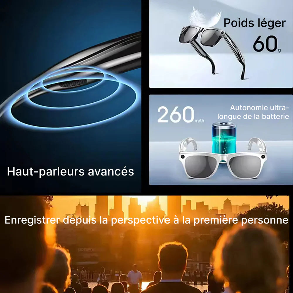 Lunettes caméras intelligentes HD 1080P