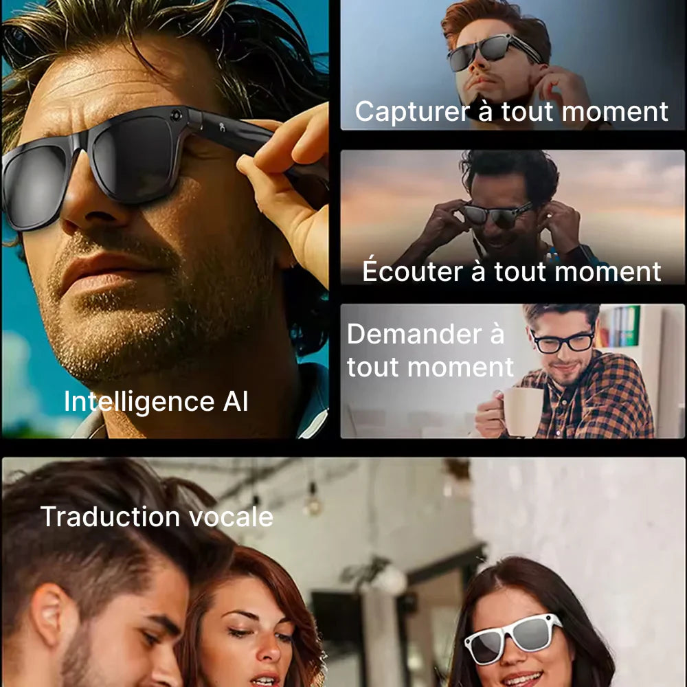 Lunettes de soleil avec caméras HD 1080P